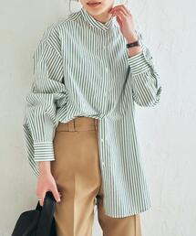 coen | コットンブレンドバンドカラーシャツ#(シャツ/ブラウス)