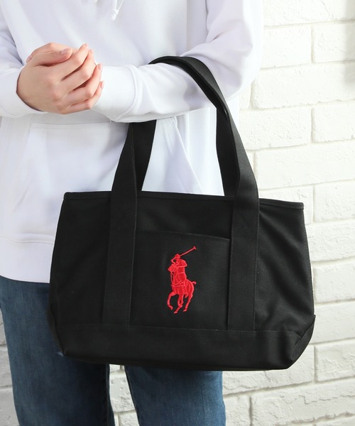 POLO RALPH LAUREN（ポロ ラルフ ローレン）の「【POLO RALPH LAUREN/ポロ ラルフローレン】キャンバストートバッグ（トートバッグ・レディース・ネイビー/ホワイト×ブラック/ホワイト×ネイビー/ブラック×レッド/ネイビー×ホワイト・FREE）」の4枚目の写真