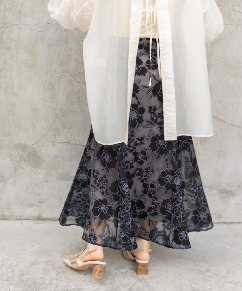 RANDA（ランダ）の「シアーフラワーマーメイドスカート（スカート・レディース・ブラック/ベージュ・0/1）」の5枚目の写真