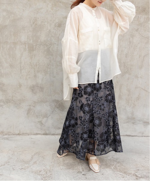 RANDA（ランダ）の「シアーフラワーマーメイドスカート（スカート・レディース・ブラック/ベージュ・0/1）」の7枚目の写真