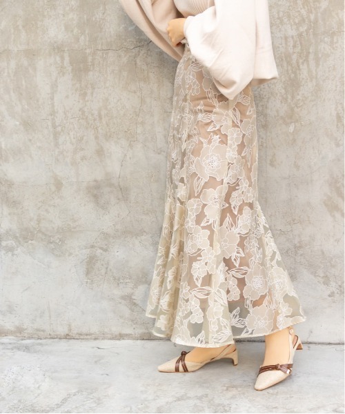 RANDA（ランダ）の「シアーフラワーマーメイドスカート（スカート・レディース・ブラック/ベージュ・0/1）」の15枚目の写真