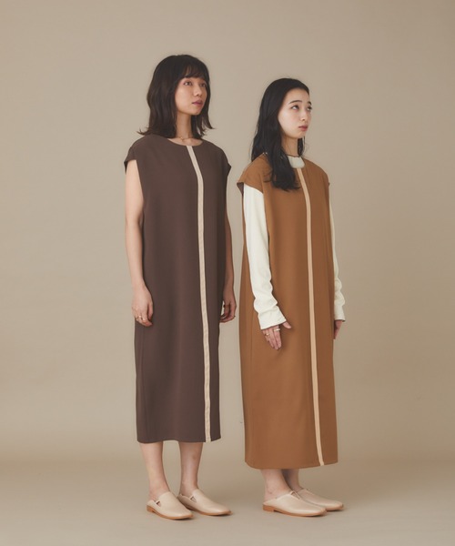 moi tytto（モイテュット）の「リバーシブルラインワンピース（ワンピース・レディース・ベージュ/ブラウン・FREE）」の2枚目の写真