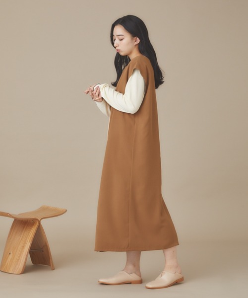 moi tytto（モイテュット）の「リバーシブルラインワンピース（ワンピース・レディース・ベージュ/ブラウン・FREE）」の14枚目の写真