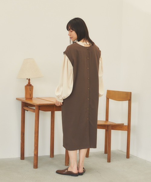 moi tytto（モイテュット）の「リバーシブルラインワンピース（ワンピース・レディース・ベージュ/ブラウン・FREE）」の4枚目の写真