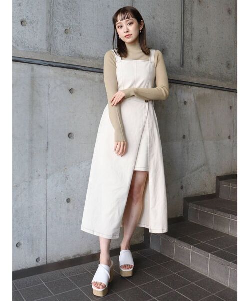 MURUA(ムルーア)の「ラップジャンスカ(ワンピース・レディース・ブラック/グレー/アイボリー・1/2)」の4枚目の写真