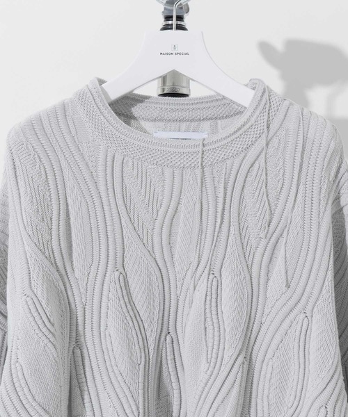 MAISON SPECIAL（メゾンスペシャル）の「《ユニセックスアイテム》ブリスタージャガードプライムオーバークルーネックニットプルオーバー【MAISON SPECIAL/メゾンスペシャル】（ニット/セーター・メンズ・ブラック/マルチ/グレイッシュベージュ・1/2）」の17枚目の写真