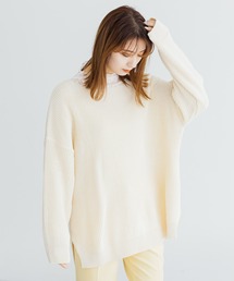 ざっくりチュニック丈サイドスリットニット
