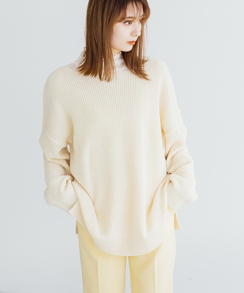 ZAKKA-BOX(ザッカボックス)の「ざっくりチュニック丈サイドスリットニット(ニット/セーター・レディース・ネイビー/ラベンダー/イエロー系/アイボリー・FREE)」の18枚目の写真