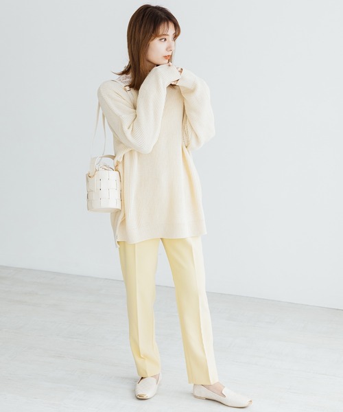 ZAKKA-BOX(ザッカボックス)の「ざっくりチュニック丈サイドスリットニット(ニット/セーター・レディース・ネイビー/ラベンダー/イエロー系/アイボリー・FREE)」の20枚目の写真
