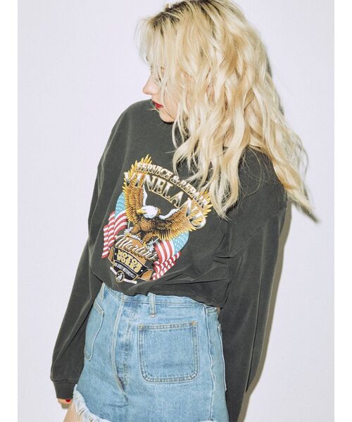 jouetie(ジュエティ)の「MOTOR EAGLE ロゴロンT(Tシャツ/カットソー・レディース・オフホワイト/ブラック/ピンク・MEDIUM)」の2枚目の写真