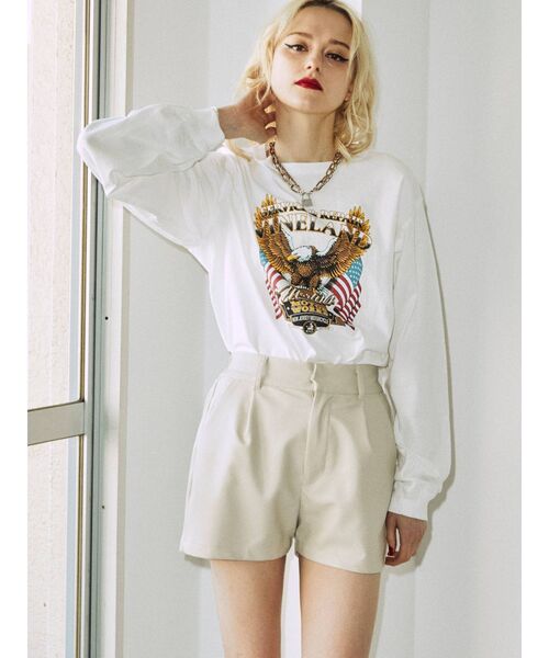 jouetie(ジュエティ)の「MOTOR EAGLE ロゴロンT(Tシャツ/カットソー・レディース・オフホワイト/ブラック/ピンク・MEDIUM)」の8枚目の写真