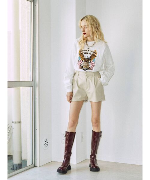 jouetie(ジュエティ)の「MOTOR EAGLE ロゴロンT(Tシャツ/カットソー・レディース・オフホワイト/ブラック/ピンク・MEDIUM)」の4枚目の写真