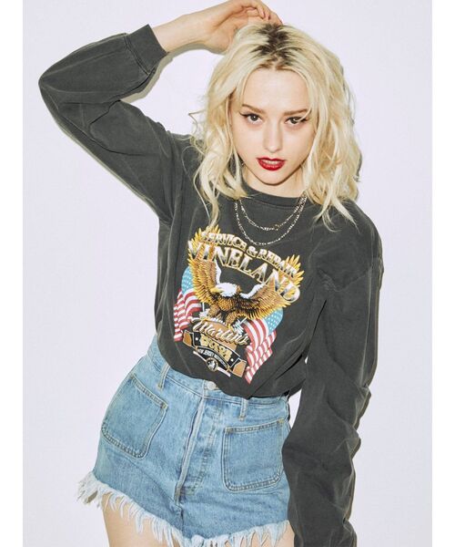 jouetie(ジュエティ)の「MOTOR EAGLE ロゴロンT(Tシャツ/カットソー・レディース・オフホワイト/ブラック/ピンク・MEDIUM)」の17枚目の写真