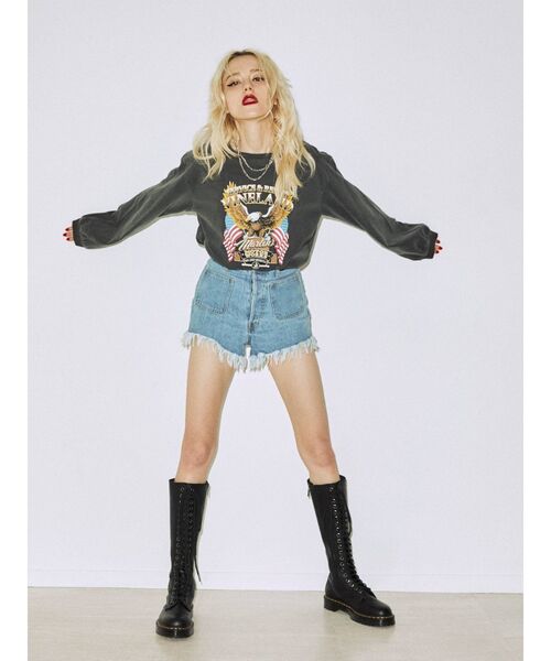 jouetie(ジュエティ)の「MOTOR EAGLE ロゴロンT(Tシャツ/カットソー・レディース・オフホワイト/ブラック/ピンク・MEDIUM)」の9枚目の写真