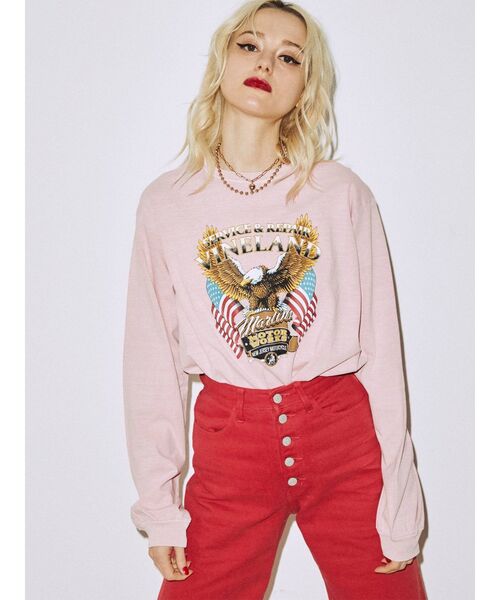 jouetie(ジュエティ)の「MOTOR EAGLE ロゴロンT(Tシャツ/カットソー・レディース・オフホワイト/ブラック/ピンク・MEDIUM)」の15枚目の写真