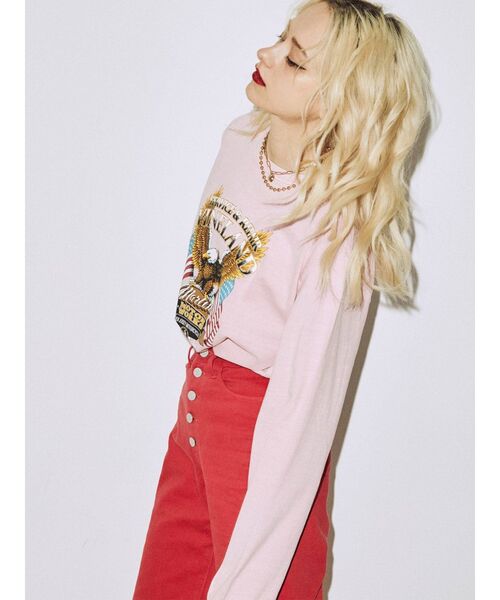 jouetie(ジュエティ)の「MOTOR EAGLE ロゴロンT(Tシャツ/カットソー・レディース・オフホワイト/ブラック/ピンク・MEDIUM)」の7枚目の写真