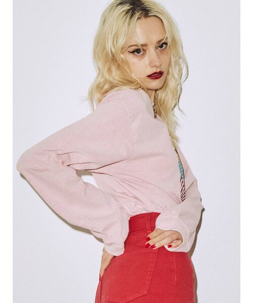 jouetie(ジュエティ)の「MOTOR EAGLE ロゴロンT(Tシャツ/カットソー・レディース・オフホワイト/ブラック/ピンク・MEDIUM)」の5枚目の写真