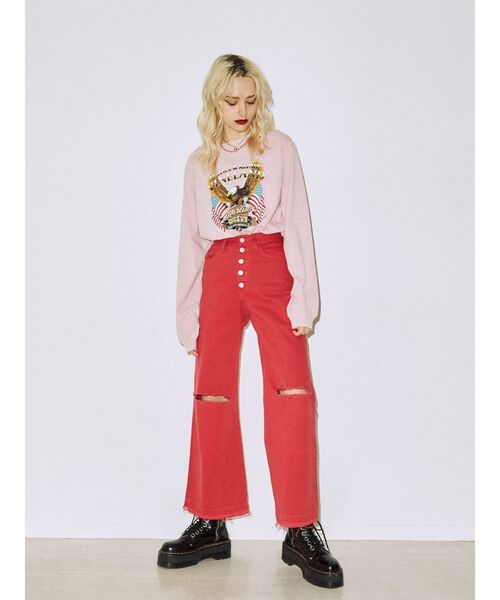 jouetie(ジュエティ)の「MOTOR EAGLE ロゴロンT(Tシャツ/カットソー・レディース・オフホワイト/ブラック/ピンク・MEDIUM)」の13枚目の写真