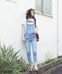 Lee | 【Zipper夏号掲載】X-girl × LEE CLAIRE JEAN OVERALLS(つなぎ/オールインワン)