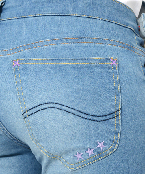Lee(リー)の「【Zipper夏号掲載】X-girl × LEE CLAIRE JEAN OVERALLS(つなぎ/オールインワン・レディース・インディゴブルー/ライトインディゴブルー・25inch/26inch/27inch)」の20枚目の写真