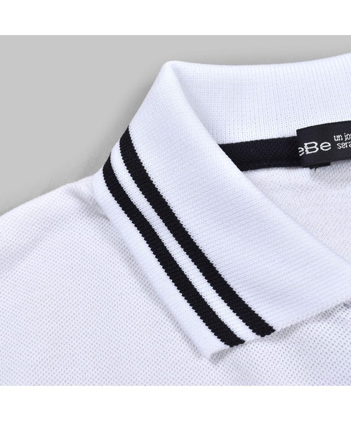 BeBe（ベベ）の「BeBe/クール＋ライン襟カノコポロシャツ(80~140cm)（ポロシャツ・キッズ・ホワイト/ブラック・90/100/110/120/80/130/140）」の4枚目の写真