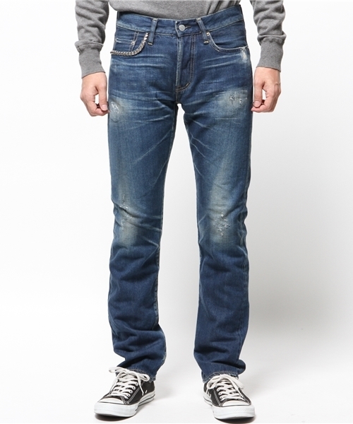 HYSTERIC GLAMOUR（ヒステリックグラマー）の「LUR加工デニム スリムストレートPT（デニムパンツ・メンズ・インディゴブルー・28inch/30inch/31inch/32inch/34inch/29inch）」の4枚目の写真