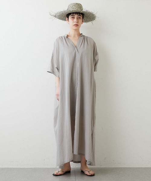 【美品】Whim Gazette　リネン混ツイルストレッチシャツワンピース Whim Gazette(ウィム ガゼット)のリネンシャツワンピース通販