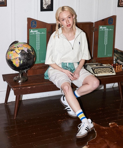 U.S. POLO ASSN.（ユーエスポロアッスン）の「U.S. POLO ASSN. /ユーエスポロアッスン 別注ワンポイント刺繍 ハーフジップカットソー（Tシャツ/カットソー・レディース・ライトブルー/ブラック/ブルー/グリーン/オートミール/杢グレー/ライトイエロー/ピンク/ネイビー/アイボリー/ワイン・FREE）」の20枚目の写真