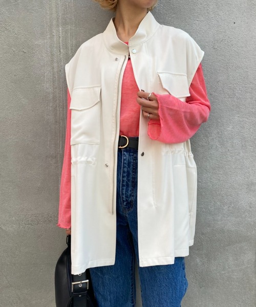 CIAOPANIC（チャオパニック）の「パンツとセットアップ可、ミリタリーベスト（ベスト・レディース・グリーン/アイボリー・FREE）」の3枚目の写真