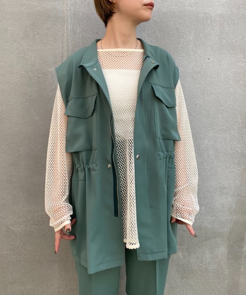 CIAOPANIC（チャオパニック）の「パンツとセットアップ可、ミリタリーベスト（ベスト・レディース・グリーン/アイボリー・FREE）」の19枚目の写真