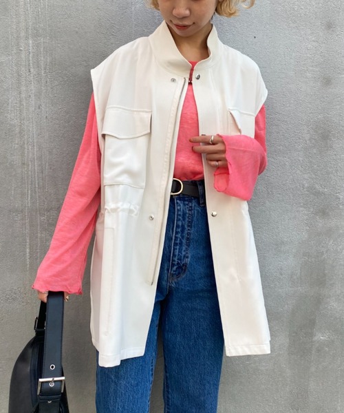 CIAOPANIC（チャオパニック）の「パンツとセットアップ可、ミリタリーベスト（ベスト・レディース・グリーン/アイボリー・FREE）」の5枚目の写真