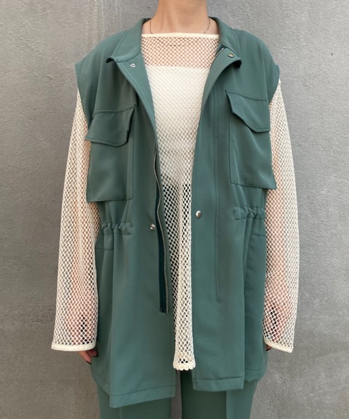 CIAOPANIC（チャオパニック）の「パンツとセットアップ可、ミリタリーベスト（ベスト・レディース・グリーン/アイボリー・FREE）」の18枚目の写真