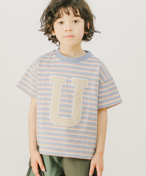 UNIVERSAL OVERALL(ユニバーサルオーバーオール)の「【UNIVERSAL OVERALL】別注ボーダーTシャツ(KIDS)(Tシャツ/カットソー・キッズ・ブラック/ブルー/ピンク・110cm/120cm/130cm/140cm)」の3枚目の写真