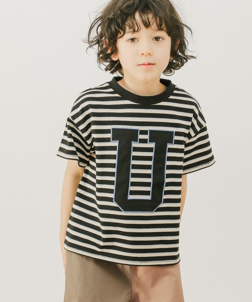UNIVERSAL OVERALL(ユニバーサルオーバーオール)の「【UNIVERSAL OVERALL】別注ボーダーTシャツ(KIDS)(Tシャツ/カットソー・キッズ・ブラック/ブルー/ピンク・110cm/120cm/130cm/140cm)」の5枚目の写真