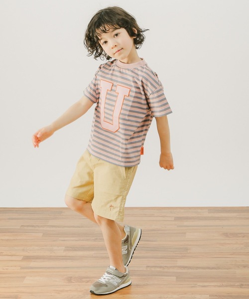 UNIVERSAL OVERALL(ユニバーサルオーバーオール)の「【UNIVERSAL OVERALL】別注ボーダーTシャツ(KIDS)(Tシャツ/カットソー・キッズ・ブラック/ブルー/ピンク・110cm/120cm/130cm/140cm)」の6枚目の写真