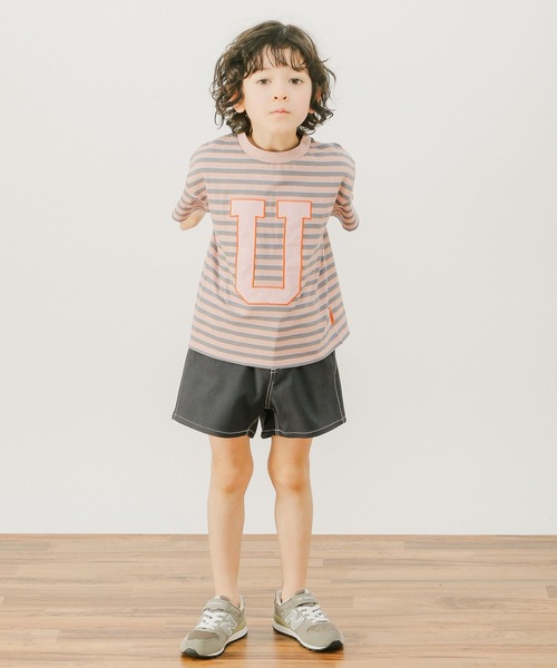 UNIVERSAL OVERALL(ユニバーサルオーバーオール)の「【UNIVERSAL OVERALL】別注ボーダーTシャツ(KIDS)(Tシャツ/カットソー・キッズ・ブラック/ブルー/ピンク・110cm/120cm/130cm/140cm)」の7枚目の写真