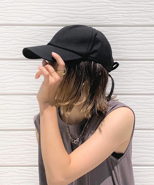 Casselini(キャセリーニ)の「リボンキャップ(キャップ・レディース・チャコールグレー/ブラック・ONE SIZE)」の3枚目の写真