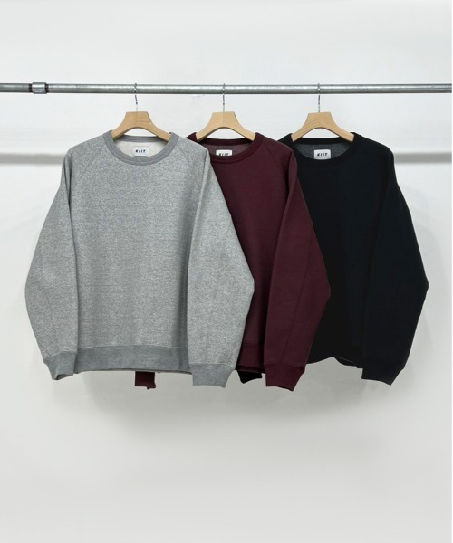 KIIT(キート)の「KIIT キート / RAGLAN SLEEVE SWEAT SHIRT ラグランスリーブ スウェット トレーナー(セットアップ) / KIN-T97-004(スウェット・メンズ・ブラック/ワイン/杢グレー・3/2/1)」の7枚目の写真