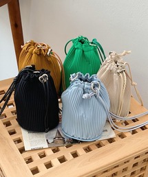 me+em select | 【 5色展開 ／ 底鋲付き 】カラープリーツ巾着ショルダーバッグ(ショルダーバッグ)
