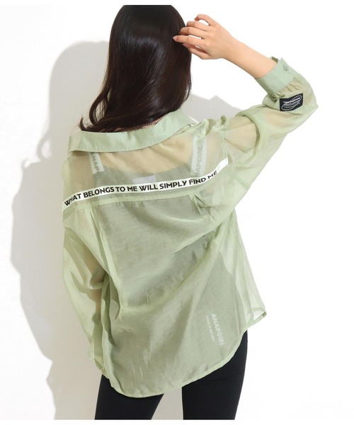 ANAP GｉRL（アナップガール）の「シアーオーバーシャツ（シャツ/ブラウス・キッズ・ライトブルー/ブラック/グリーン・S/M）」の21枚目の写真