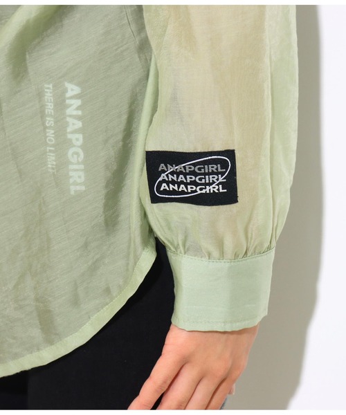 ANAP GｉRL（アナップガール）の「シアーオーバーシャツ（シャツ/ブラウス・キッズ・ライトブルー/ブラック/グリーン・S/M）」の7枚目の写真
