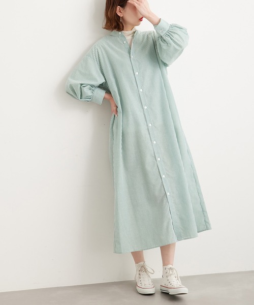 ROPE' PICNIC（ロペピクニック）の「リネン混シャツワンピース（シャツワンピース・レディース・ブラック/ホワイト/グリーン/ネイビー・38）」の3枚目の写真