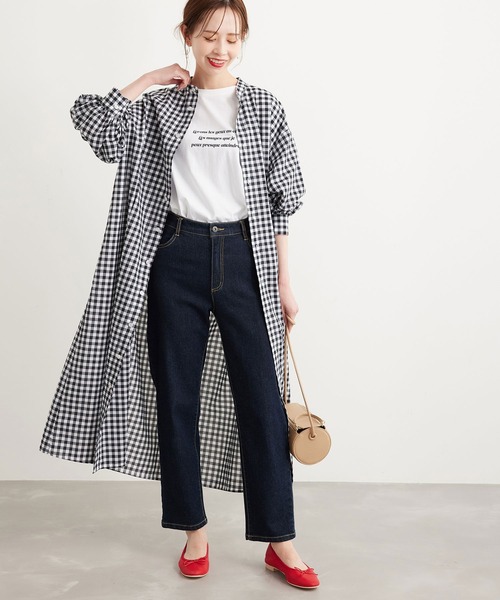 ROPE' PICNIC（ロペピクニック）の「リネン混シャツワンピース（シャツワンピース・レディース・ブラック/ホワイト/グリーン/ネイビー・38）」の2枚目の写真