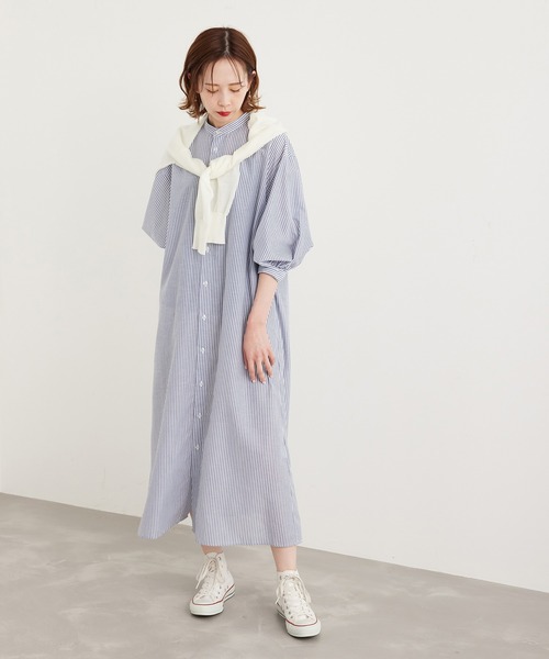 ROPE' PICNIC（ロペピクニック）の「リネン混シャツワンピース（シャツワンピース・レディース・ブラック/ホワイト/グリーン/ネイビー・38）」の20枚目の写真