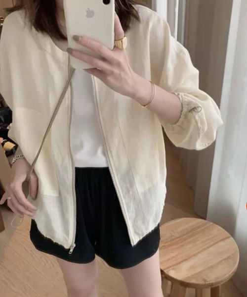 ANOTHER S（アナザーエス）の「リネンライクノーカラーブルゾン
