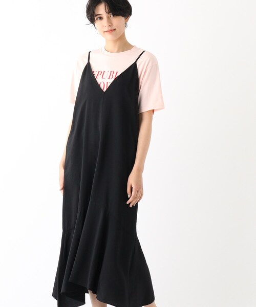 OPAQUE.CLIP（オペークドットクリップ）の「◆ペプラムキリカエ　キャミワンピース（ワンピース・レディース・ブラック/チャコールグレー/ライトベージュ・36/42/38/40）」の2枚目の写真