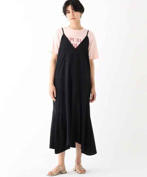 OPAQUE.CLIP（オペークドットクリップ）の「◆ペプラムキリカエ　キャミワンピース（ワンピース・レディース・ブラック/チャコールグレー/ライトベージュ・36/42/38/40）」の4枚目の写真