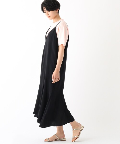 OPAQUE.CLIP（オペークドットクリップ）の「◆ペプラムキリカエ　キャミワンピース（ワンピース・レディース・ブラック/チャコールグレー/ライトベージュ・36/42/38/40）」の5枚目の写真