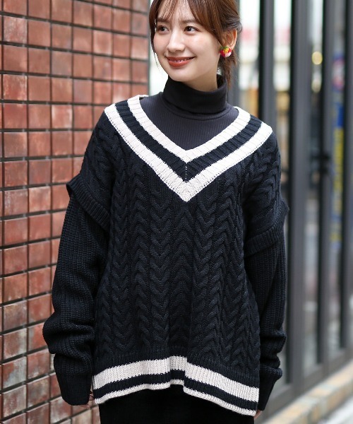 チチカカ(チチカカ)の「チルデンケーブルプルオーバー(ニット/セーター・レディース・オフホワイト/ベージュ/ブラック・FREE)」の2枚目の写真