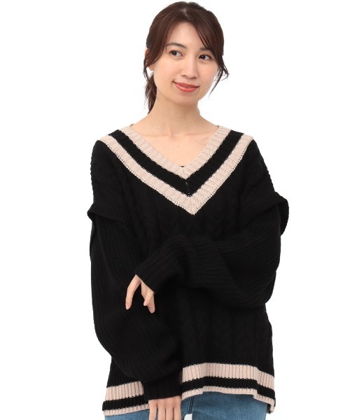 チチカカ(チチカカ)の「チルデンケーブルプルオーバー(ニット/セーター・レディース・オフホワイト/ベージュ/ブラック・FREE)」の9枚目の写真